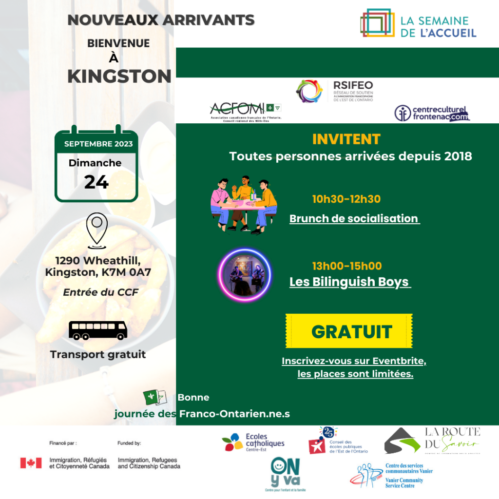 Semaine de l'accueil 2023. Évènement à Kingston. Inscrire et participer au Brunch