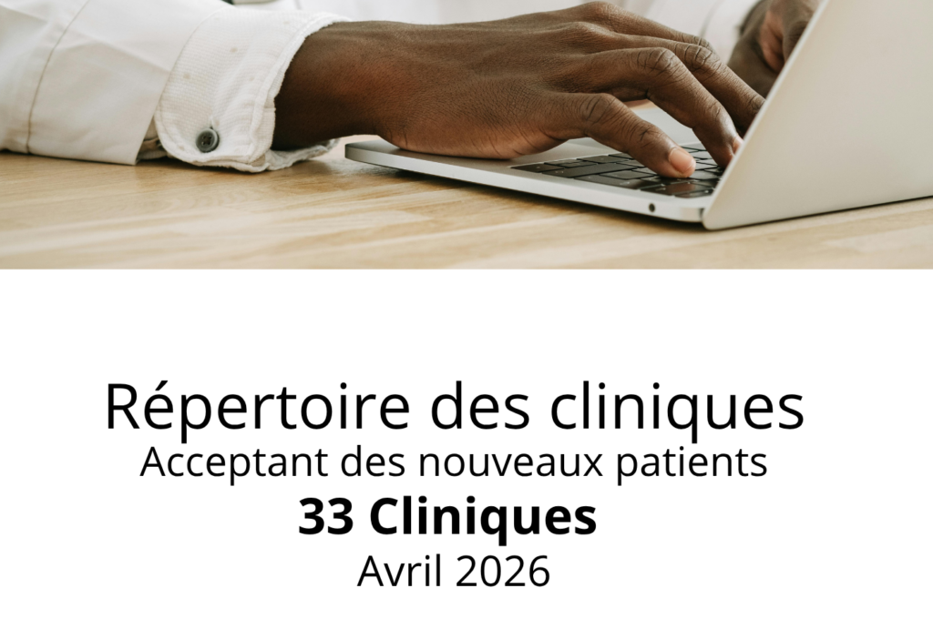 Visuel décoratif : Répertoire des cliniques acceptant des nouveaux patients avril 2026