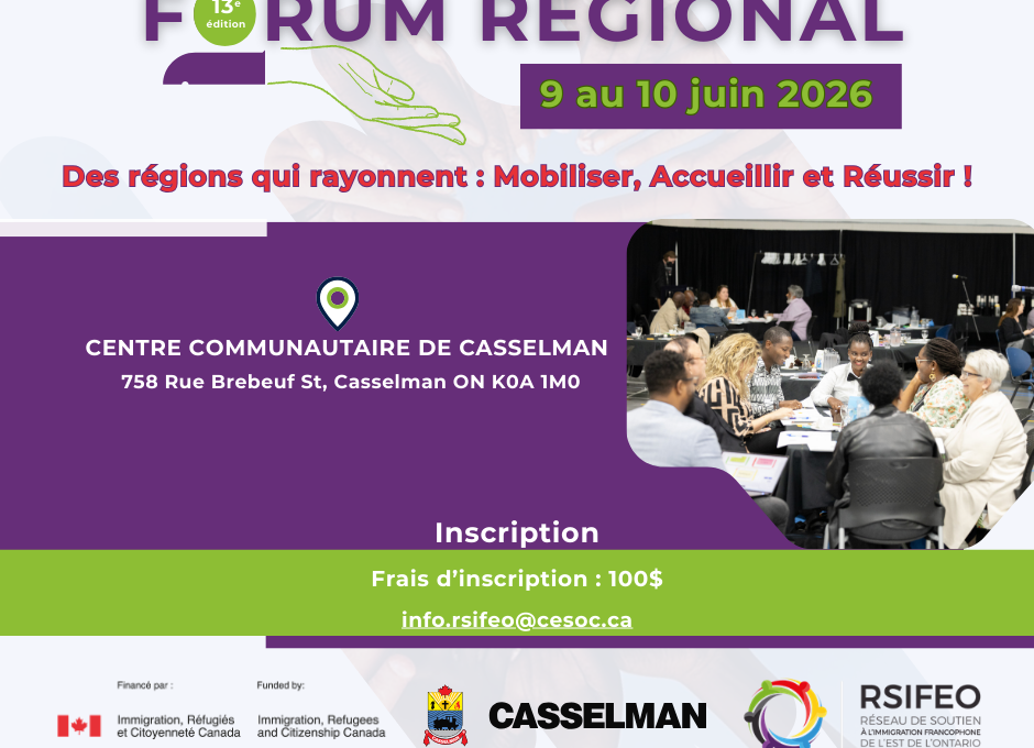 Forum régional du RSIFEO 2026 à Casselman : Mobiliser, Accueillir et réussir